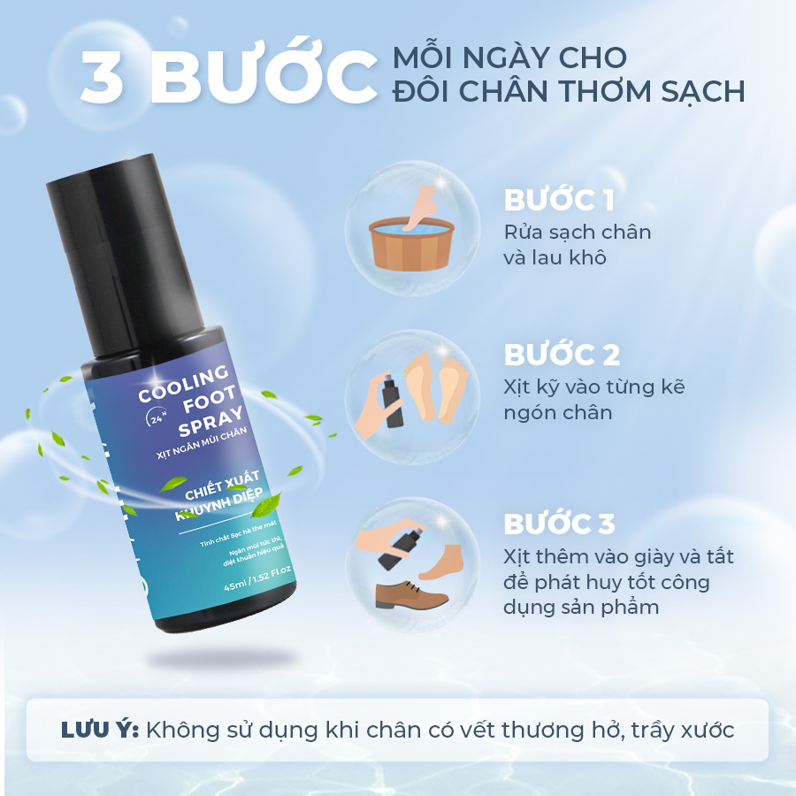 Xịt ngăn mùi hôi chân UMIHA khuynh diệp (45ml) - Khử mùi hôi chân 24h, xịt ngăn mùi chân, ngăn tiết mồ hôi hiệu quả