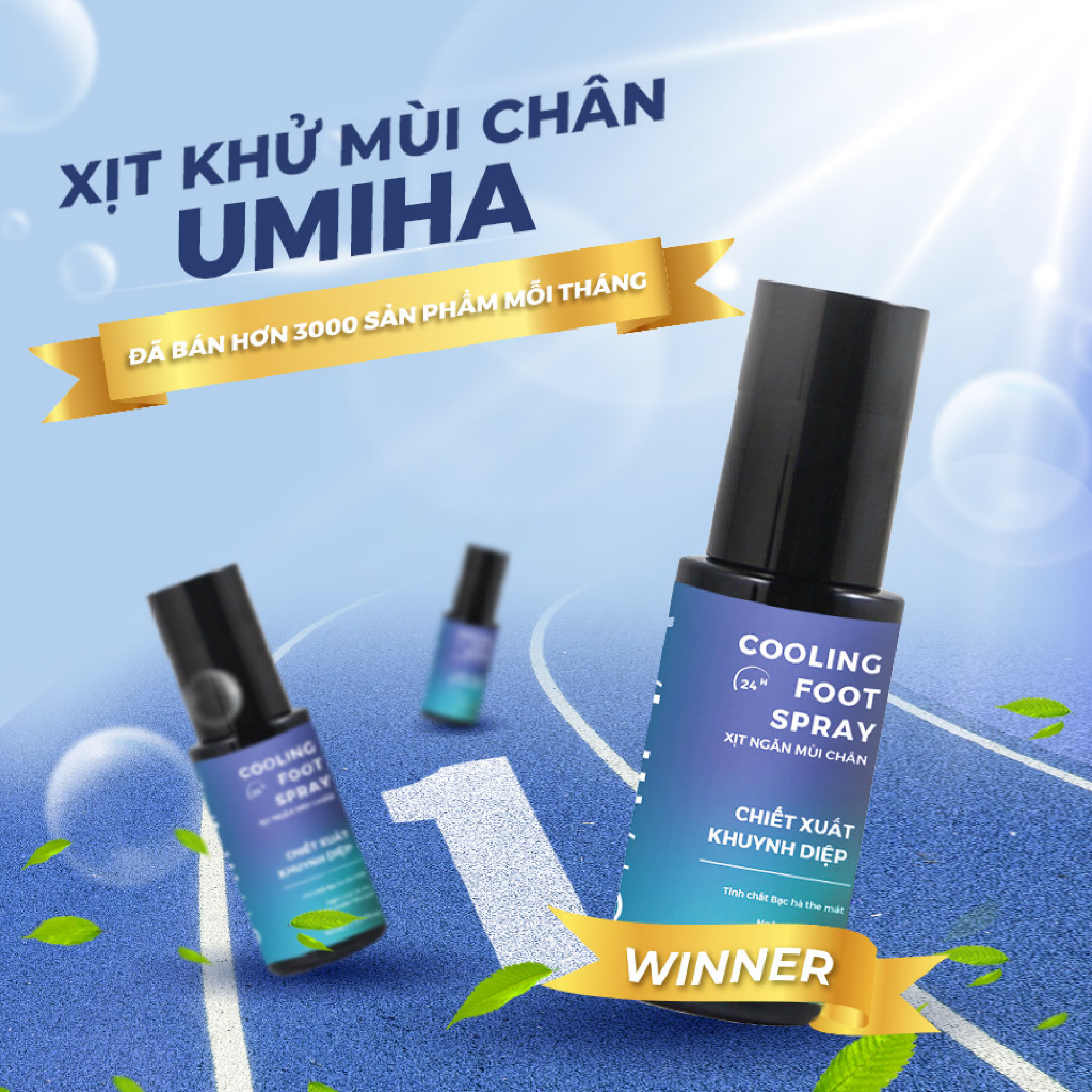 Xịt ngăn mùi hôi chân UMIHA khuynh diệp (45ml) - Khử mùi hôi chân 24h, xịt ngăn mùi chân, ngăn tiết mồ hôi hiệu quả