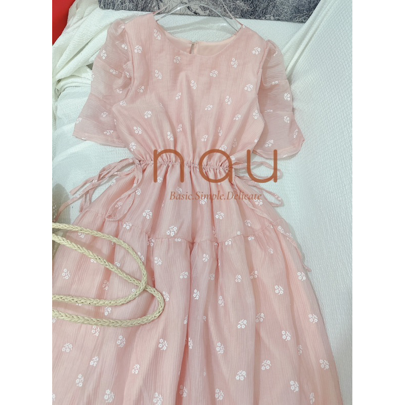 Đầm hoa in rút dây eo tuỳ ý