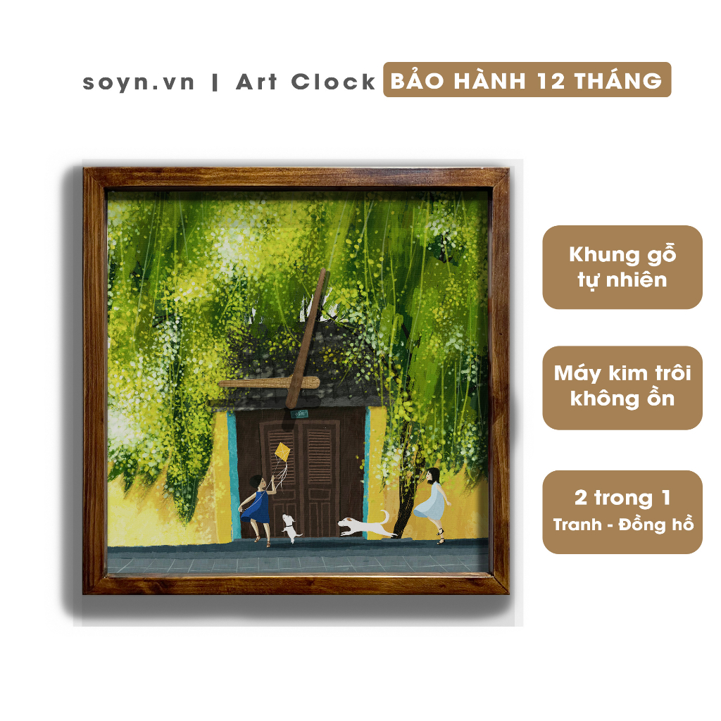 Đồng hồ treo tường gỗ |Tranh đồng hồ trang trí tường | Artclock Soyn C40