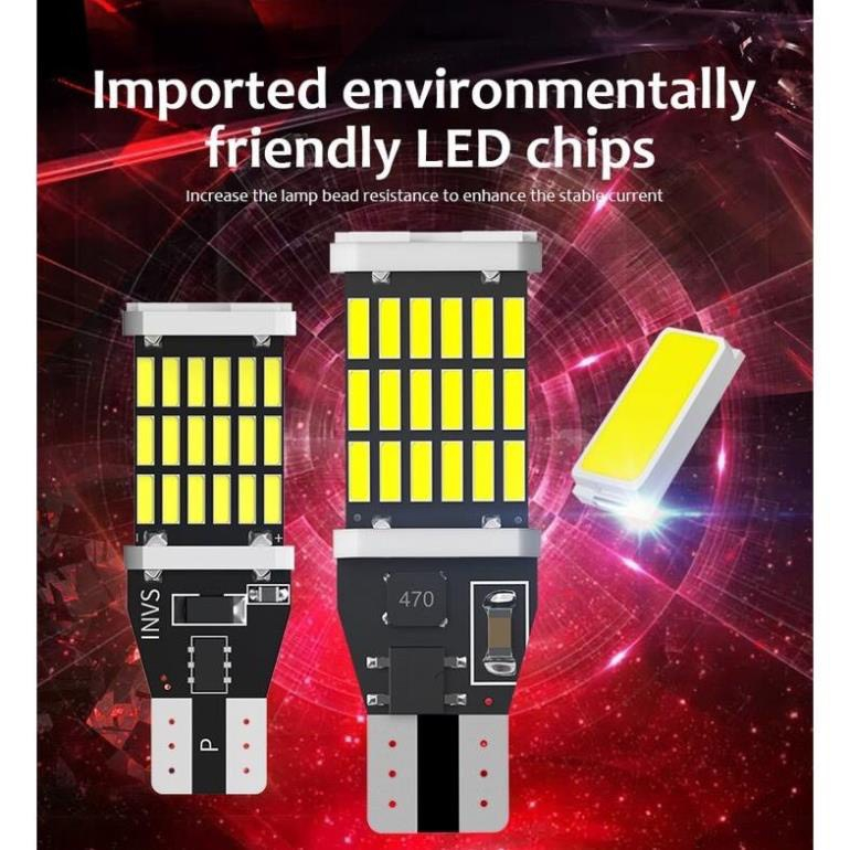 Đèn led T15 45SMD W16W ánh sáng nhiều màu sắc chuyên dụng cho xe hơi/xe máy