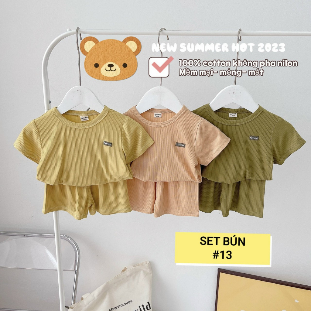 Set 3 bộ tăm bún trơn 100% cotton mềm mát cho bé - Thời Trang Trẻ Em - Baby Gap