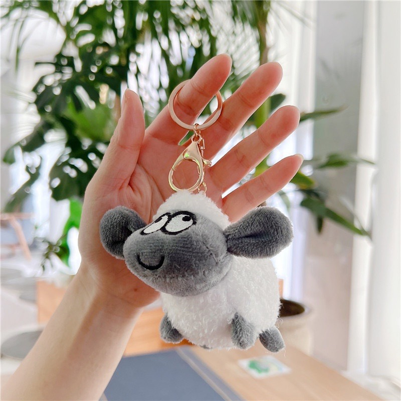 Móc khóa bông treo balo, túi xách, móc khóa thú nhồi bông cừu