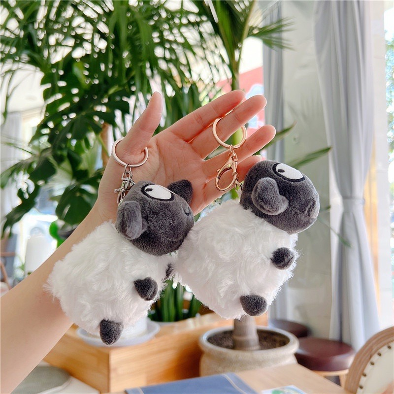 Móc khóa bông treo balo, túi xách, móc khóa thú nhồi bông cừu