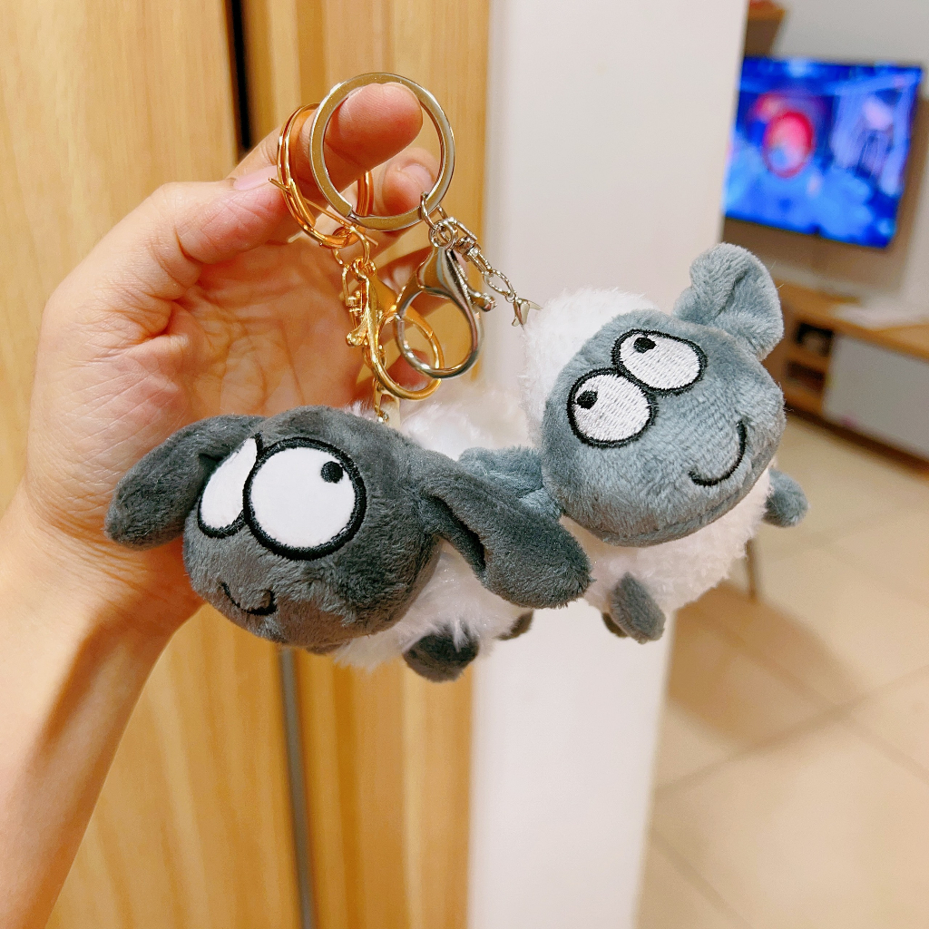 Móc khóa bông treo balo, túi xách, móc khóa thú nhồi bông cừu