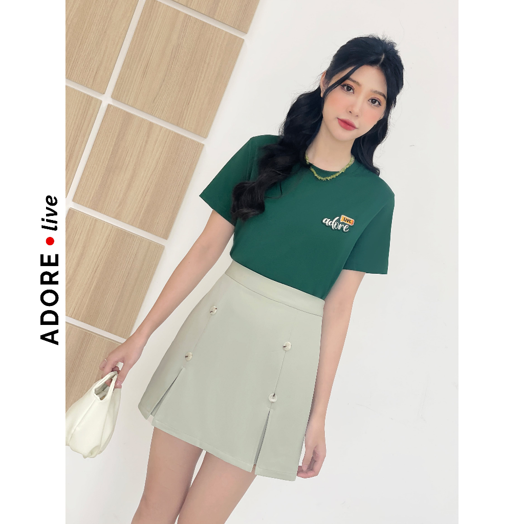 Áo Phông basic T-shirts casual style cotton  thêu Adore live 323TS0007 ADORE DRESS