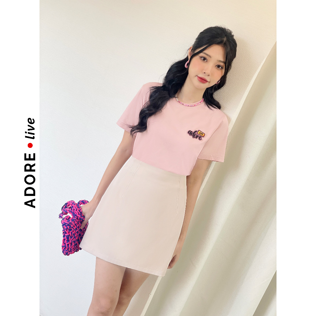 Áo Phông basic T-shirts casual style cotton  thêu Adore live 323TS0007 ADORE DRESS