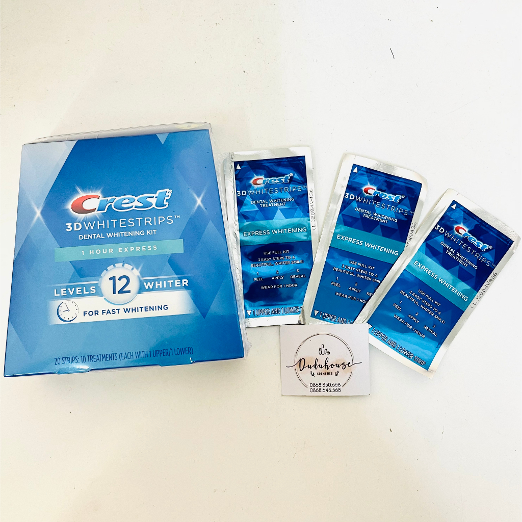 (Lẻ 1 miếng) Miếng dán trắng răng Crest 3D White Whitestrips 1 Hour Express Levels 12 Whiter