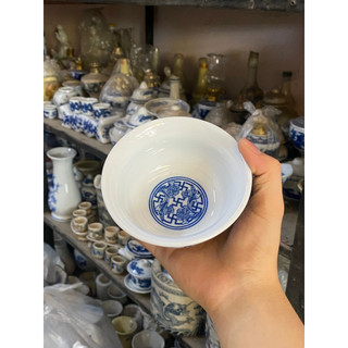 Bát thờ men lam gốm Bát Tràng ( miệng cong )