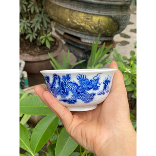 Bát thờ men lam gốm Bát Tràng ( miệng cong )