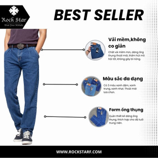 8819 Món Quà Ý Nghĩa Tặng Ba Quần Jean Nam ROCKSTAR Túi Chéo Ống Thụng,Ống Xuông Chất Cotton không giãn Mã 8819