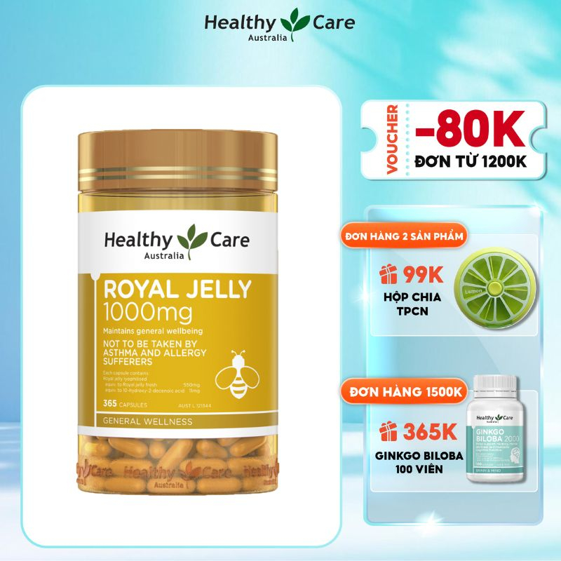 Viên uống sữa ong chúa đẹp da làm chậm lão hóa Healthy Care Royal Jelly