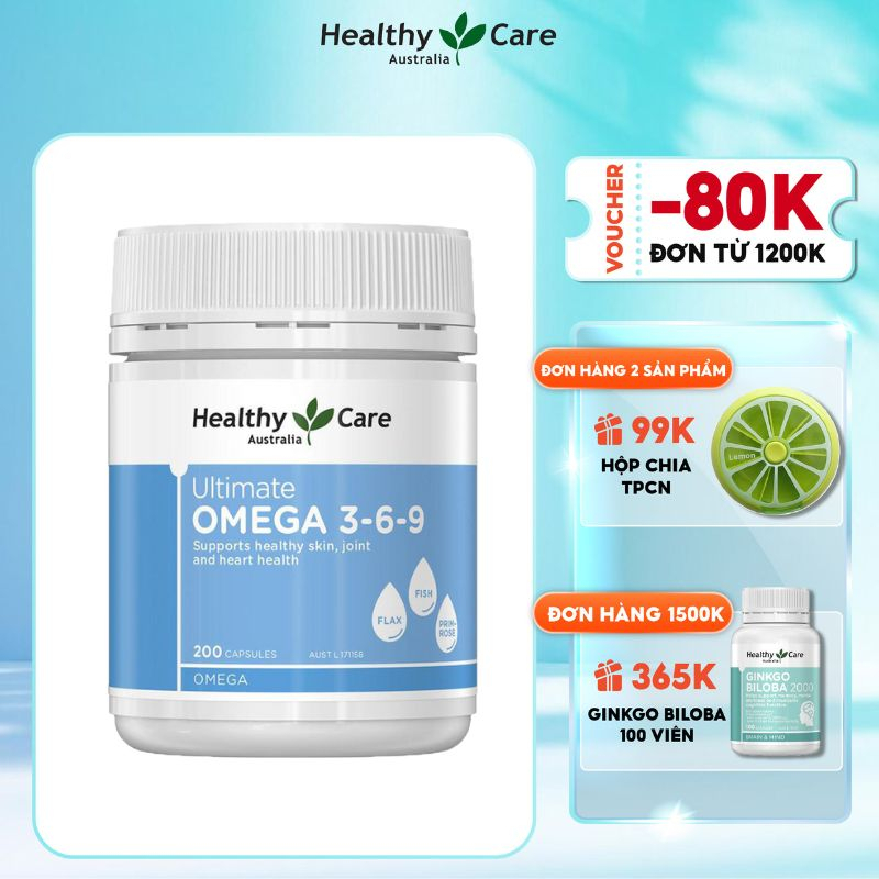 Viên uống hỗ trợ tim mạch, huyết áp Healthy Care Omega 3 6 9 Ultimate 200