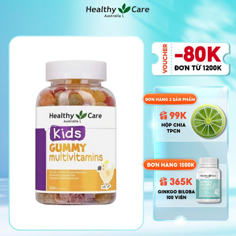 Kẹo dẻo Vitamin cho bé Healthy Care Kids Gummy Multivitamins 250 Viên