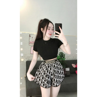 Set áo thun kèm quần short chữ hiệu ảnh thật