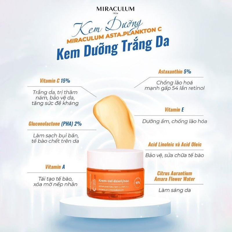 Kem dưỡng trắng, giảm thâm nám, tàn nhang Miraculum Ba lan