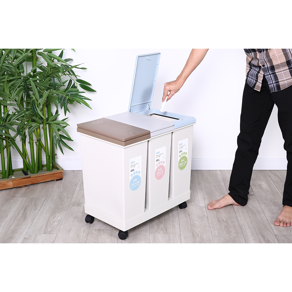 Thùng rác thông minh, thùng rác phân loại 2, 3 ngăn Hiro INOCHI tiêu chuẩn Nhật Bản - Happy Life 4U