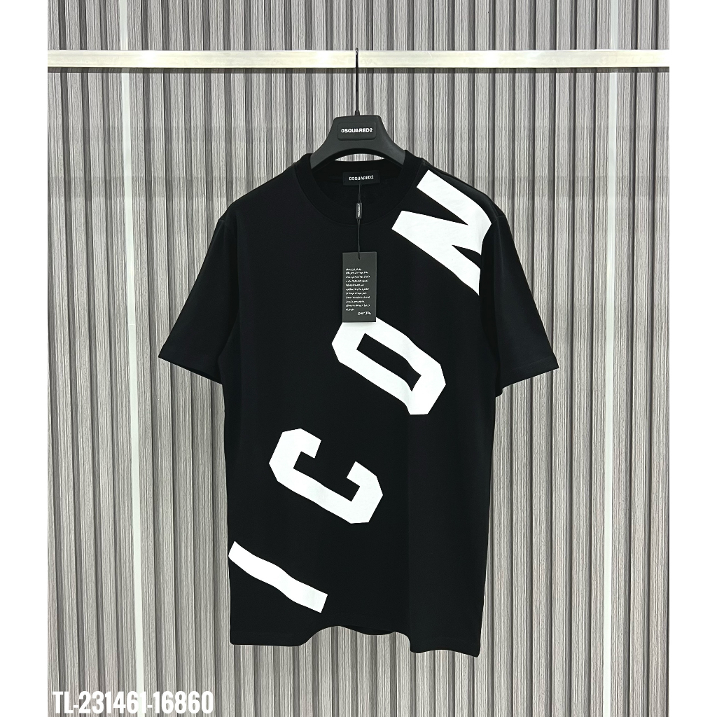 Áo Thun ICON Phối Logo Chạy Chéo Cao Cấp Chất Vải Cotton Thoáng Mát Co Dãn 4 Chiều Siêu Hót Trend 2023