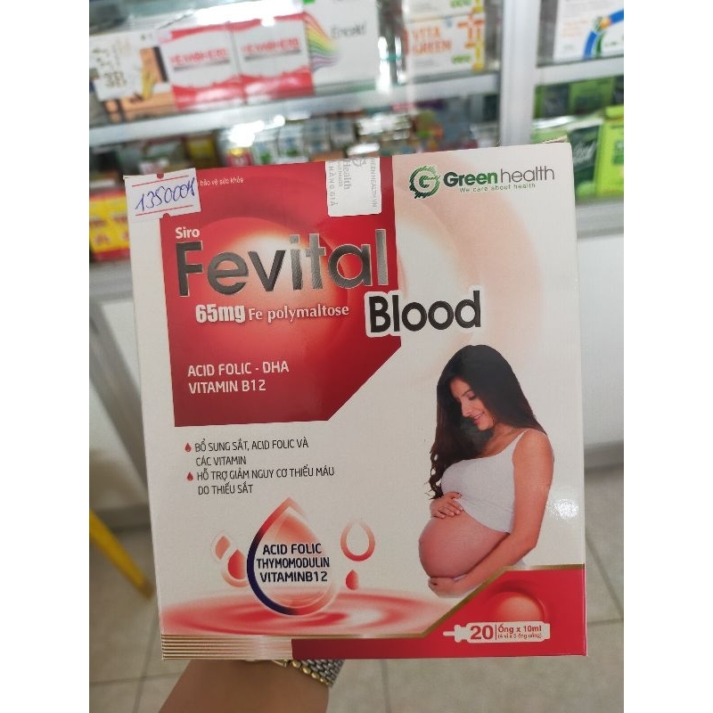 SIro Fevital Blood_ Bổ sung sắt, acid folic và các vitamin, giảm nguy cơ thiếu máu.( hộp 20 ống).