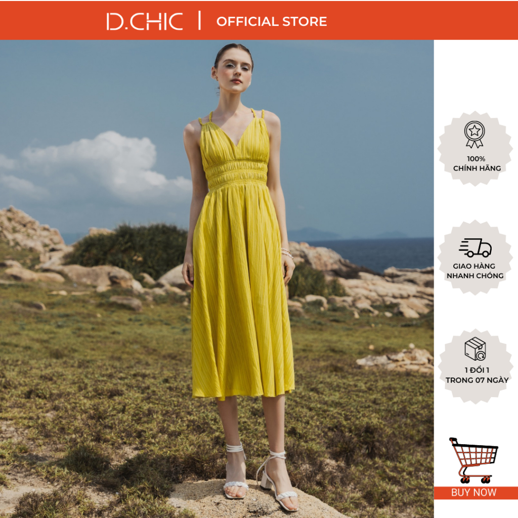 Váy dây xếp ly nhún eo D.CHIC MS: 2823258