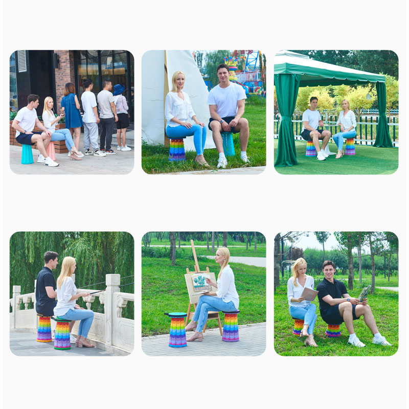 Ghế nhựa tròn cầu vồng gấp gọn tiện dụng, phụ kiện mini sáng tạo bỏ túi du lịch, dã ngoại, cắm trại, câu cá