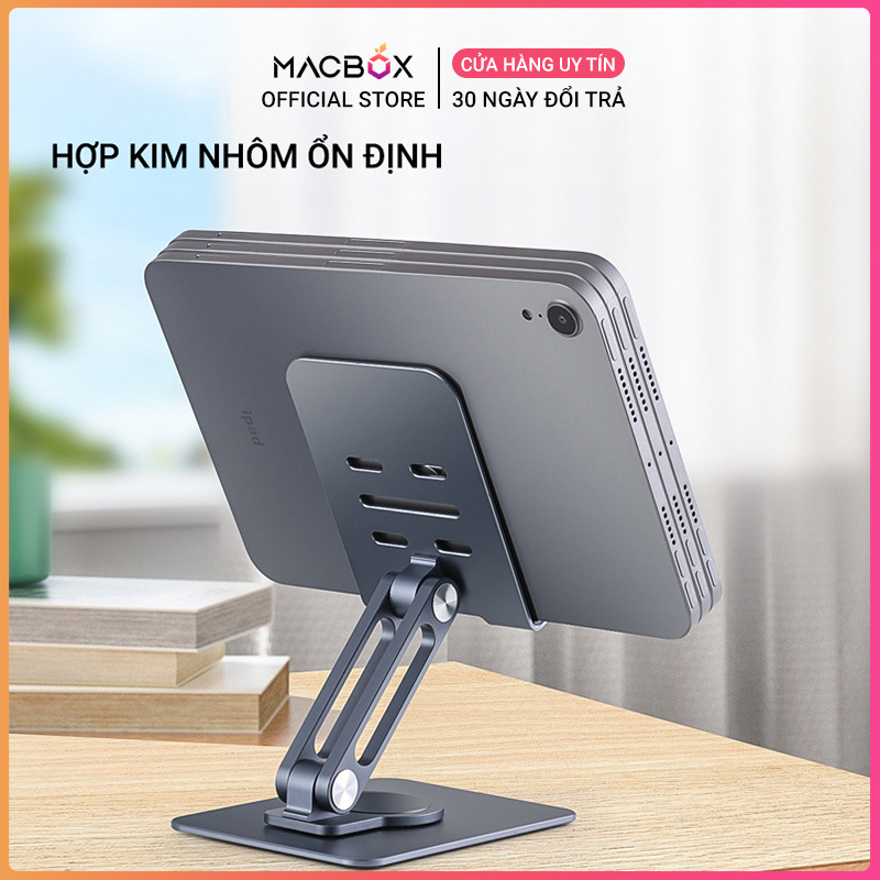 Giá đỡ điện thoại iPhone, máy tính bảng iPad chân xoay 360 độ tiện lợi bằng hợp kim nhôm Macbox