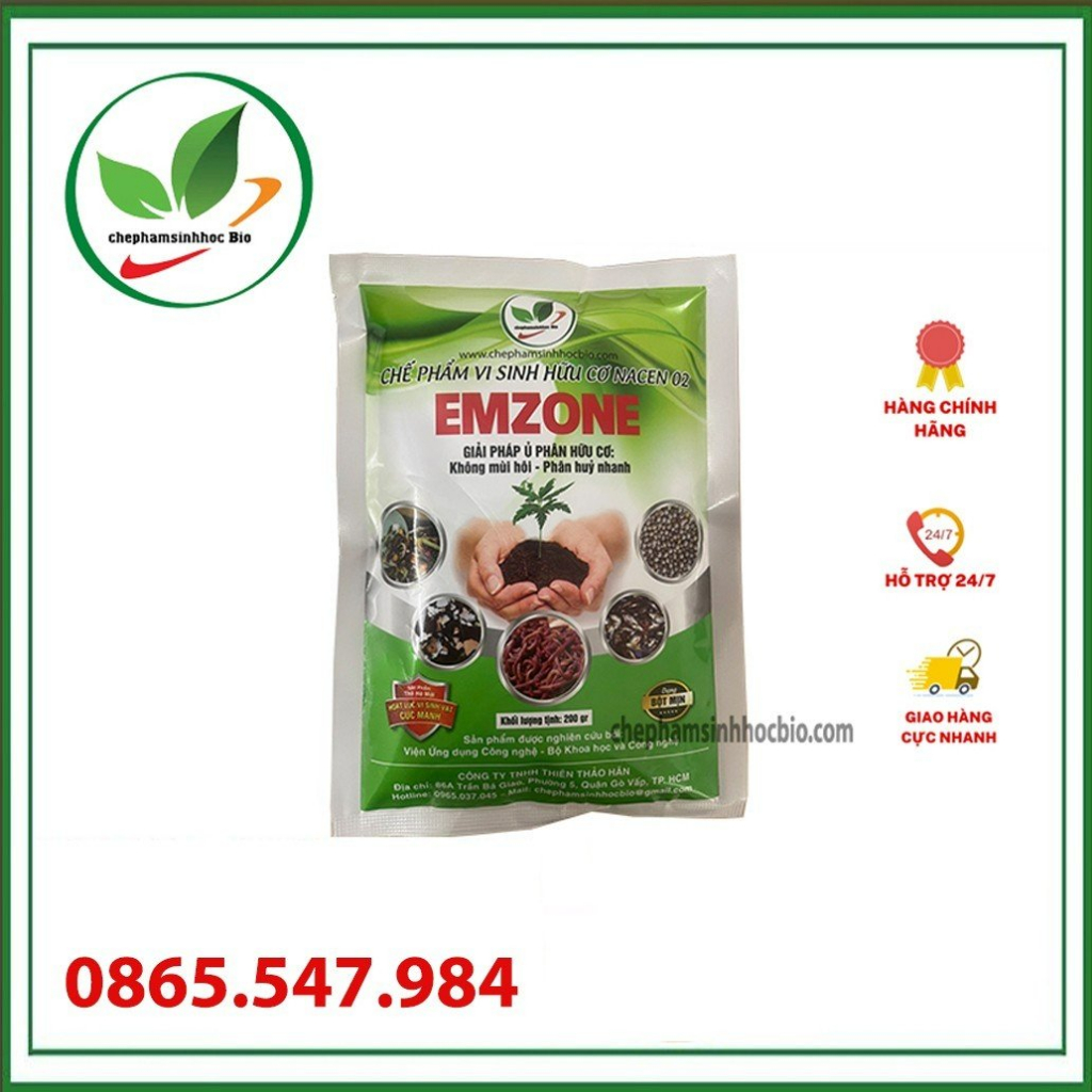 Men vi sinh Emzone. Khử mùi hôi phân cá, ủ đậu tương, rác thải sinh hoạt, ủ phân bón dành cho cây cảnh. Gói 200gr