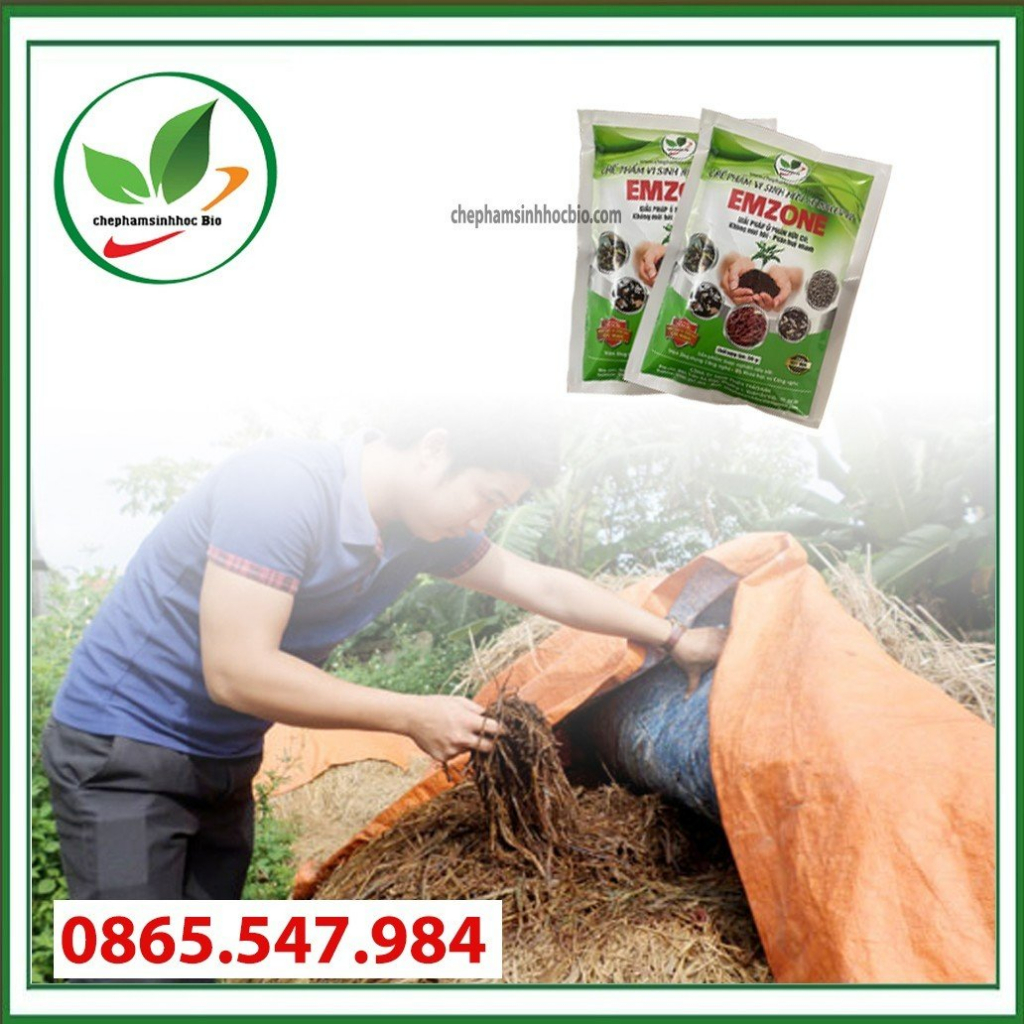 Men vi sinh Emzone. Khử mùi hôi phân cá, ủ đậu tương, rác thải sinh hoạt, ủ phân bón dành cho cây cảnh. Gói 200gr