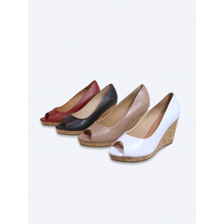 Giày xuồng Salsa da thật hở mũi got 8cm PT034