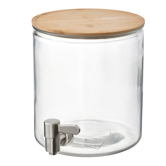 Bình thủy tinh nắp tre, có vòi 4L IKEA 365+ chính hãng (chưa kèm chân đế kê bình)