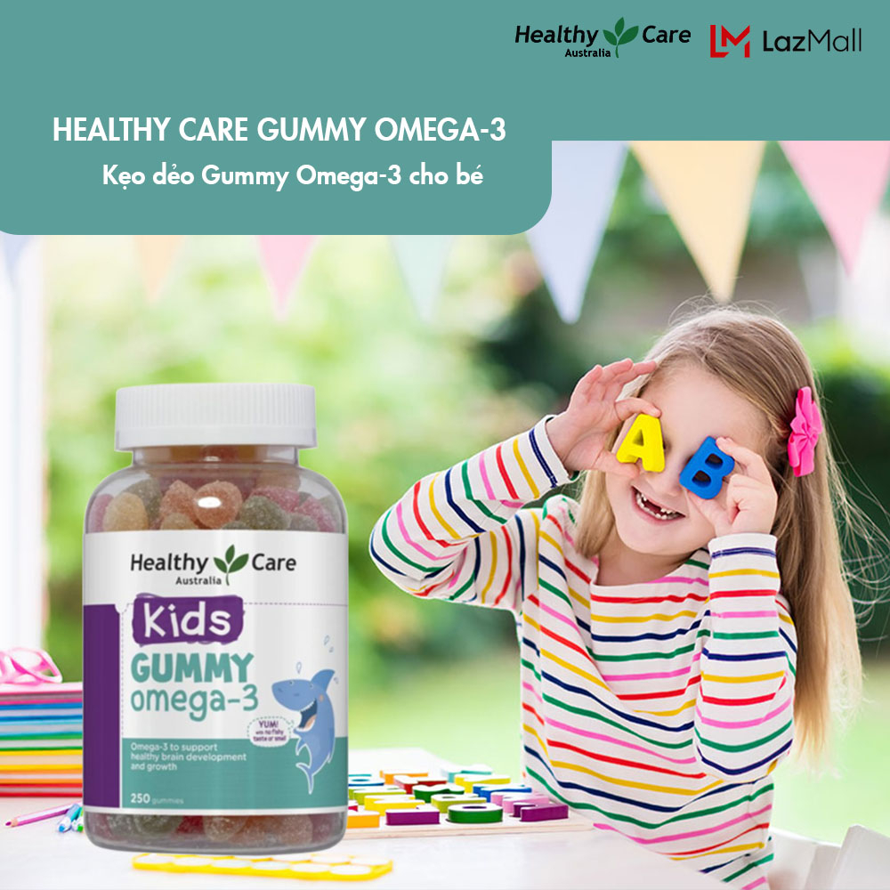 Healthy Care Kids Gummy Omega-3 Kẹo Dẻo kẹo dẻo tăng thị lực phát triển trí não vitamin cho bé