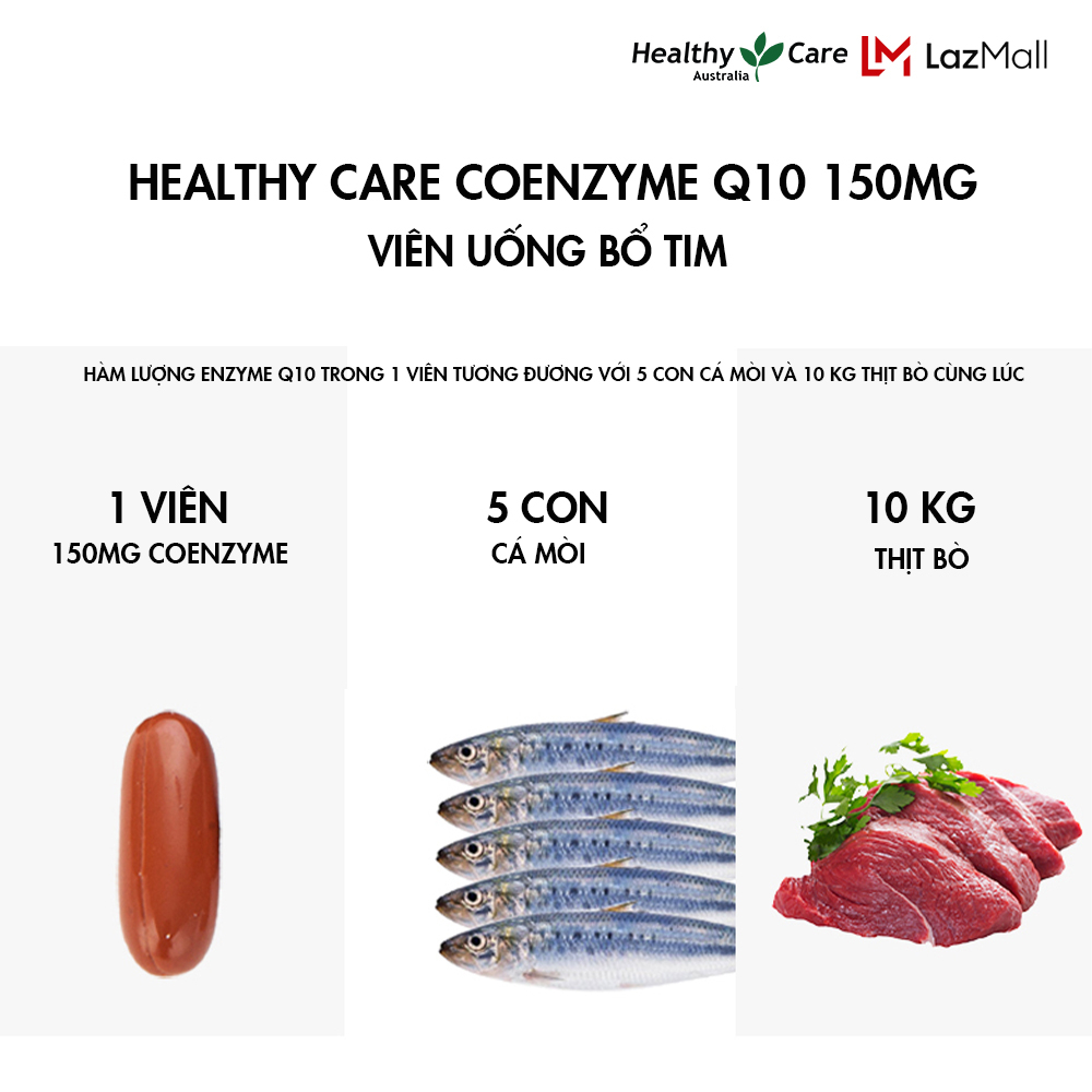 Viên uống bổ tim Úc Healthy Care CoEnzyme Q10 150mg 100 Viên