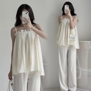 Áo 2 dây bo chun bèo ngực đũi nhăn 2 lớp, áo quây 2 dây nhiều màu tiểu thư