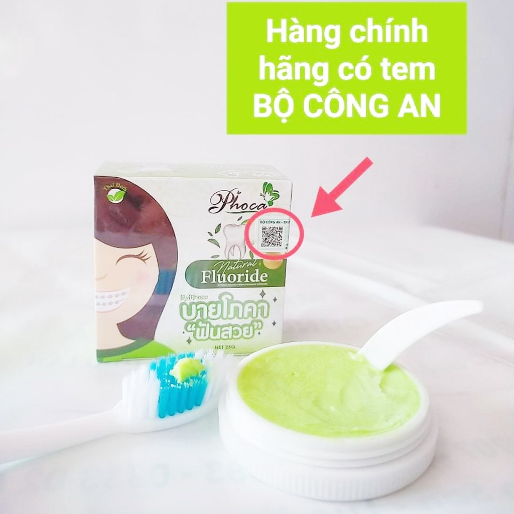 Kem đánh răng thảo dược BY PHOCA Thái Lan 25g giúp răng trắng sáng, dùng được cho người niềng răng NPP Tido88