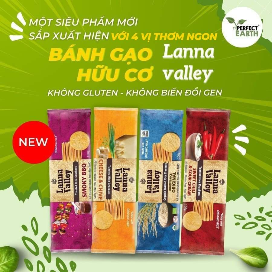 Bánh Gạo Hữu Cơ Lanna Valley 100g - Organic Rice Cracker - Vị Truyền Thống, Vị BBQ, Vị Phô Mai, Vị Chua Cay