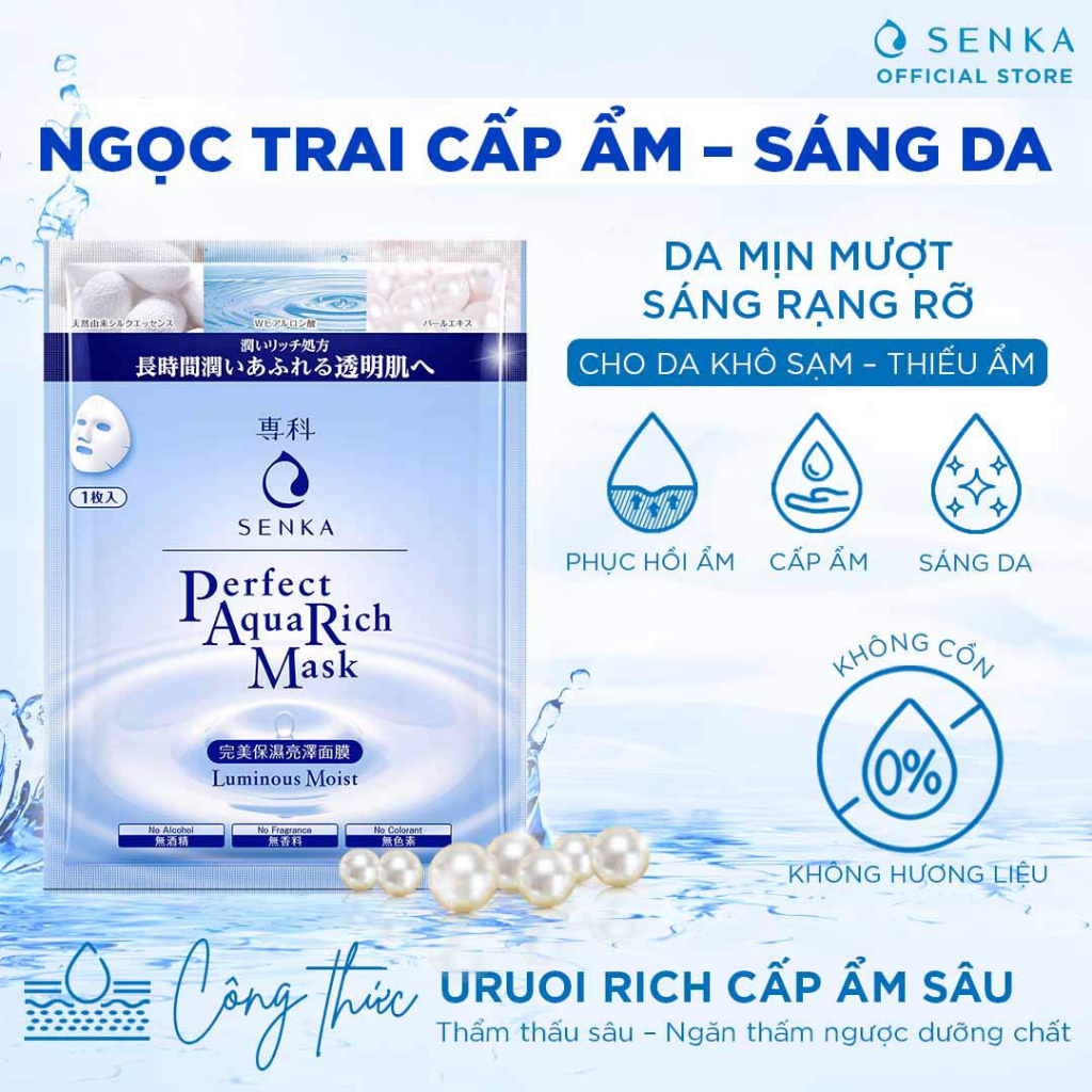 Mặt Nạ Cấp Ẩm Giúp Dưỡng Sáng Senka Perfect Aqua Rich Luminous Moist Mask 25ml