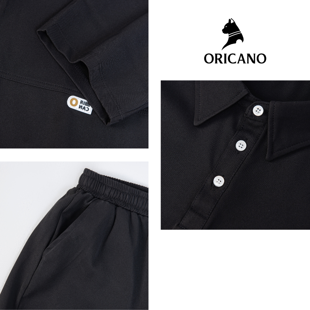 Đồ Bộ Nam ORICANO Mặc Mùa Hè Mùa Thu , Sét Bộ Polo Cổ Bẻ Chất Vải Cotton KaKi Cao Cấp Oversize