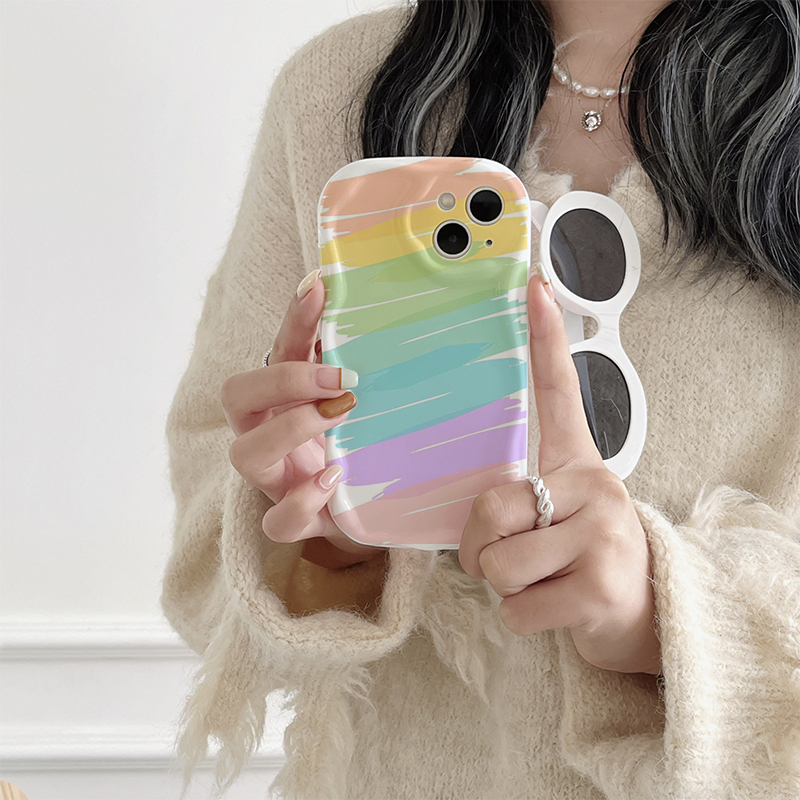 Ốp lưng iphone Viền Nổi Cạnh Sóng hình vẽ 7 sắc cầu vồng 6s/6splus/7/7plus/8/8plus/x/11/12/13/14/max/prm sk71