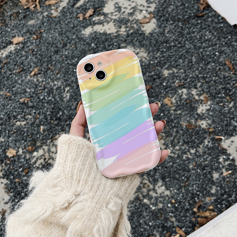 Ốp lưng iphone Viền Nổi Cạnh Sóng hình vẽ 7 sắc cầu vồng 6s/6splus/7/7plus/8/8plus/x/11/12/13/14/max/prm sk71