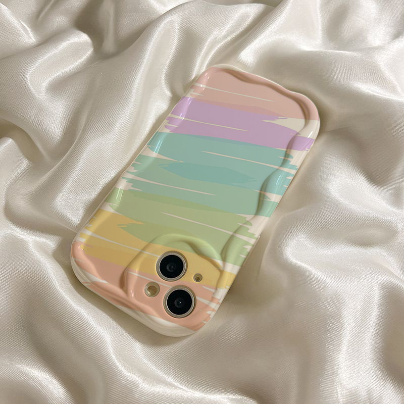 Ốp lưng iphone Viền Nổi Cạnh Sóng hình vẽ 7 sắc cầu vồng 6s/6splus/7/7plus/8/8plus/x/11/12/13/14/max/prm sk71