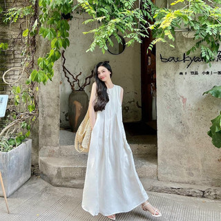 Florence - Đầm maxi trắng xếp li ngực