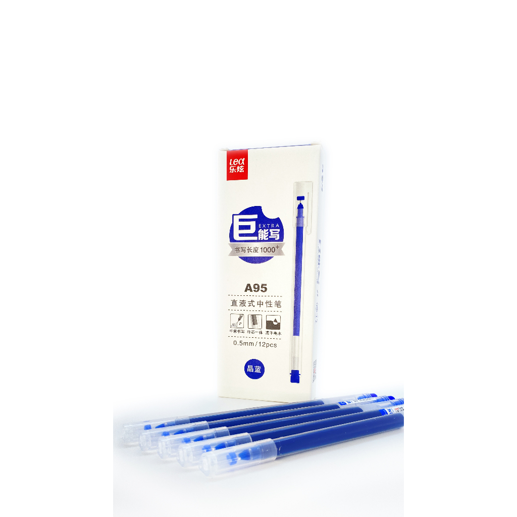 Bút Mực Gel A95 Viết Khô Nhanh Màu Đen Xanh Ngòi 0,5mm Viết Chữ Đẹp