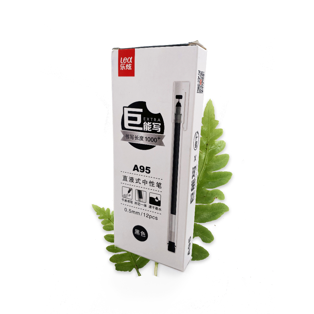 Bút Mực Gel A95 Viết Khô Nhanh Màu Đen Xanh Ngòi 0,5mm Viết Chữ Đẹp