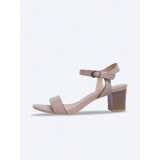 Giày sandal nữ gót trụ 5cm da thật quai ngang sd01 - salsa