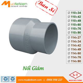 Nối giảm, bầu giảm pvc phi 110x34-42-49-60-76-90, 114x27-34-42-49-60-76-90, phụ kiện ống nước