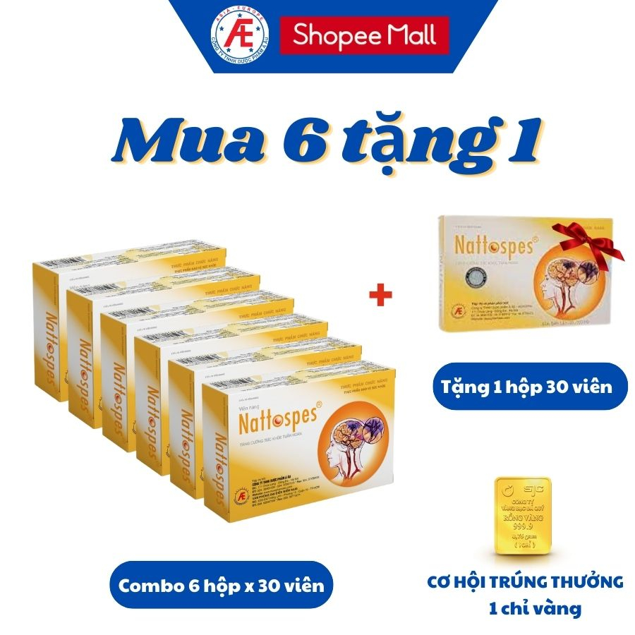 Combo 7 hộp Nattospes giúp giảm nguy cơ tai biến, làm tan cục máu đông, giúp hồi phục sau tai biến mạch máu não