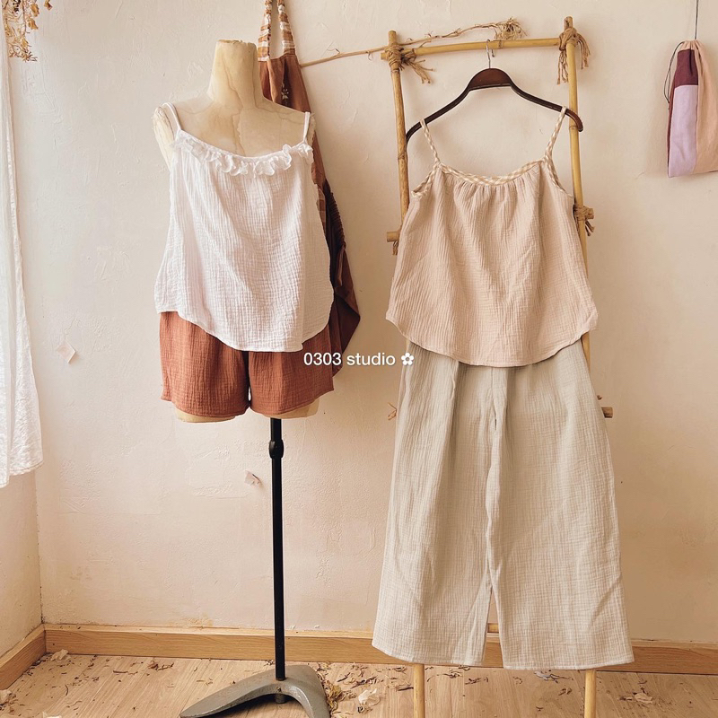 | 0303 studio | áo 2 dây vải muslin