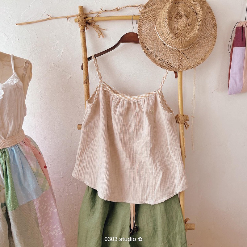 | 0303 studio | áo 2 dây vải muslin
