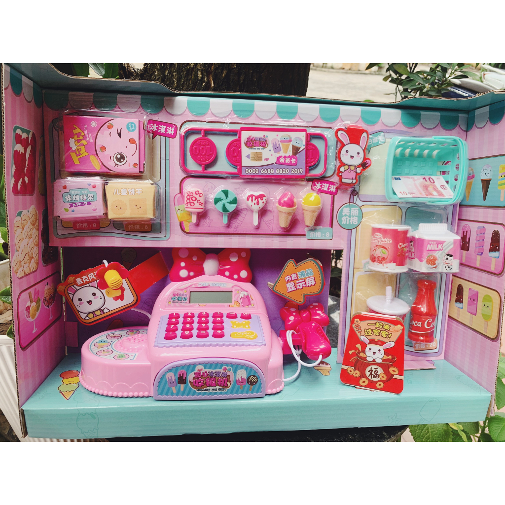 Đồ chơi bộ máy tính tiền siêu thị dễ thương cho bé, Máy tính tiền siêu thị Hello Kitty cao cấp cho bé