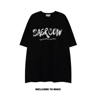 Áo thun tay lỡ form rộng miuzi in chữ searcow,áo phông nam nữ unisex 100% cotton phong cách trẻ trung ap059